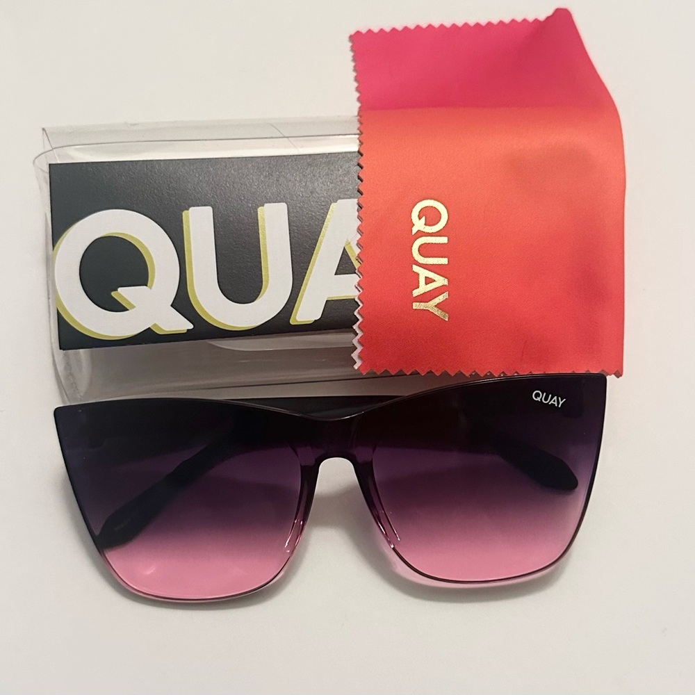 Quay Australia Black and Purple Oversized Sunglasses
